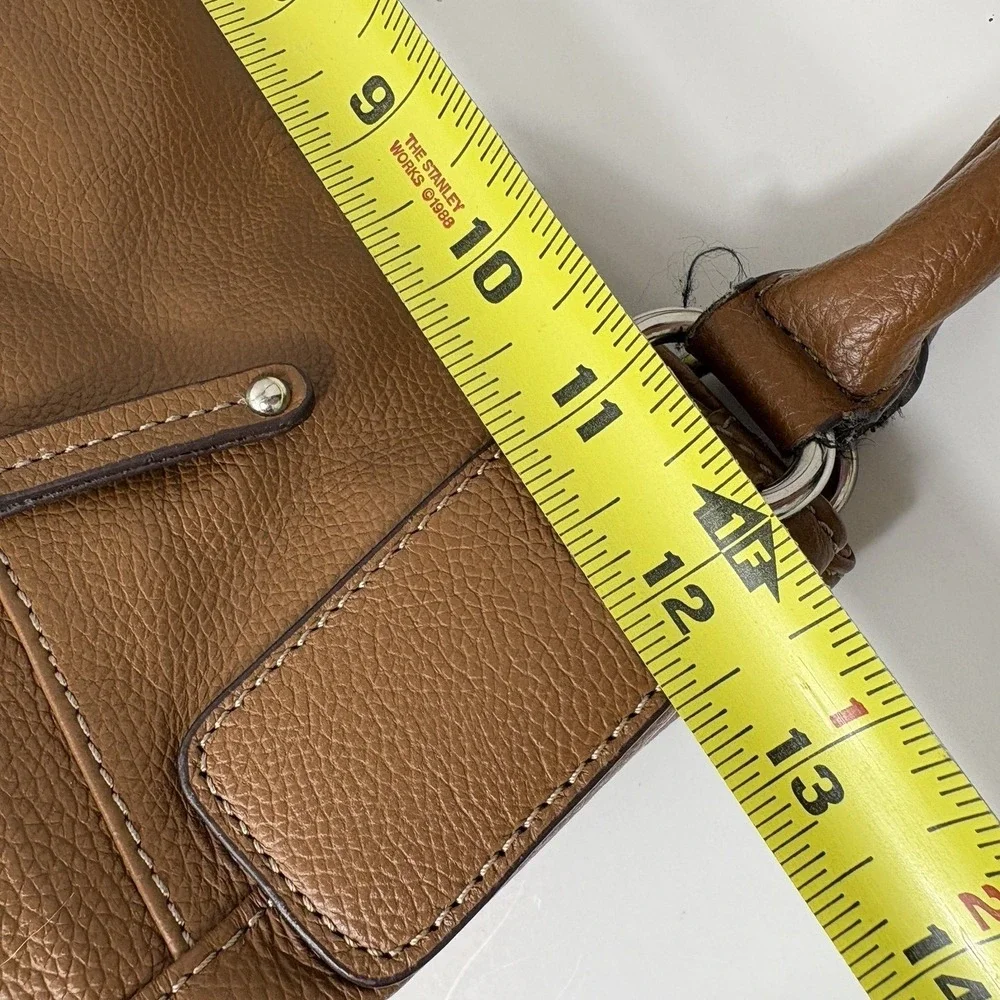 Tignanello‎ Caramel Graham Cracker Brown Pebbled Leather Hobo Bag Silver Y2K 15